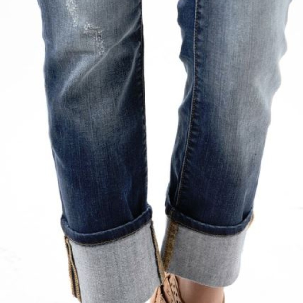 Judy Blue Dark Blue Boyfriend Cuffed Jeans - Picture 2 of 8